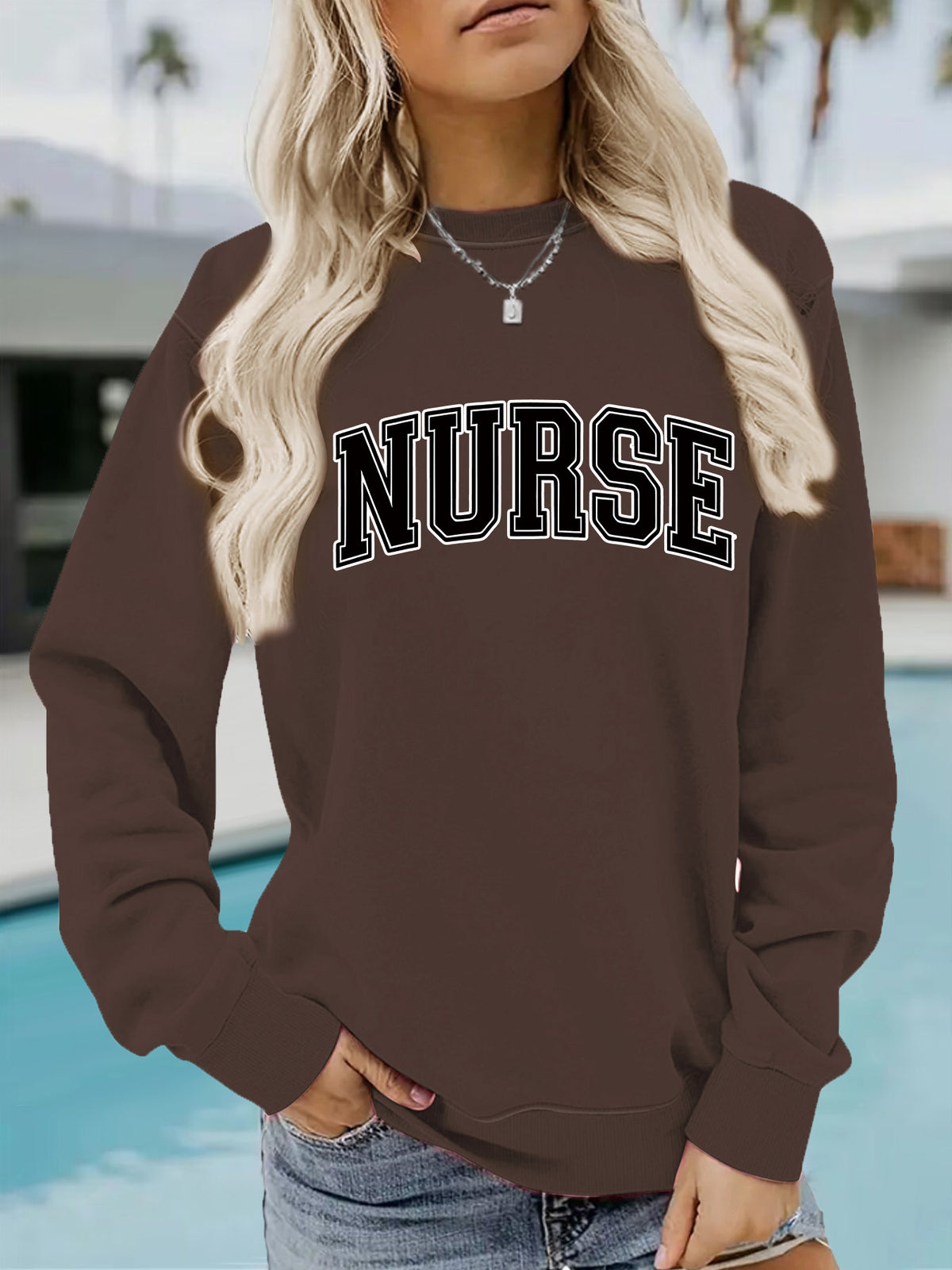 NURSE printed pullover sweatshirt