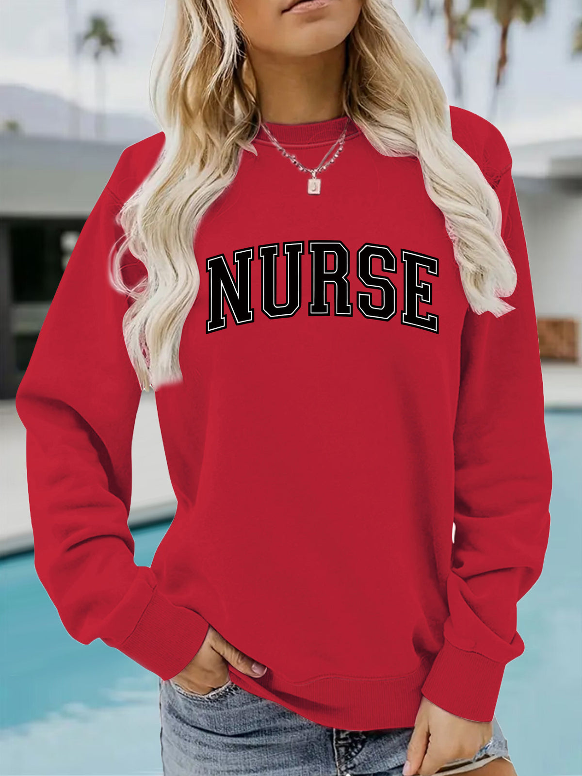 NURSE printed pullover sweatshirt