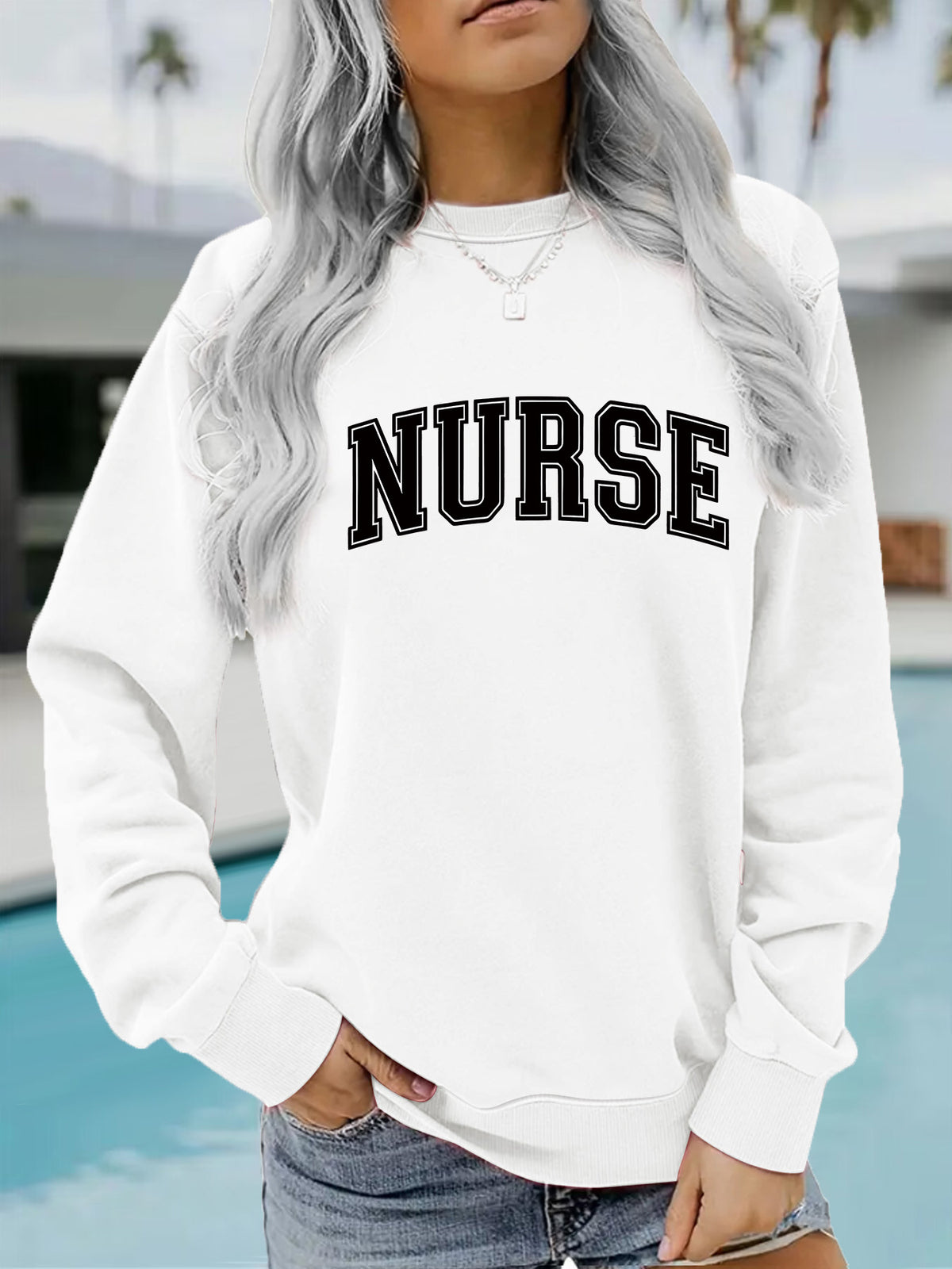 NURSE printed pullover sweatshirt