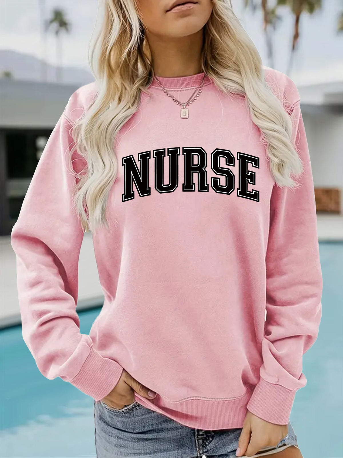 NURSE printed pullover sweatshirt